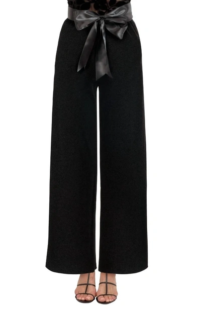 Shop Gretchen Scott Palazzo Velvet Wide Leg Pant In Black