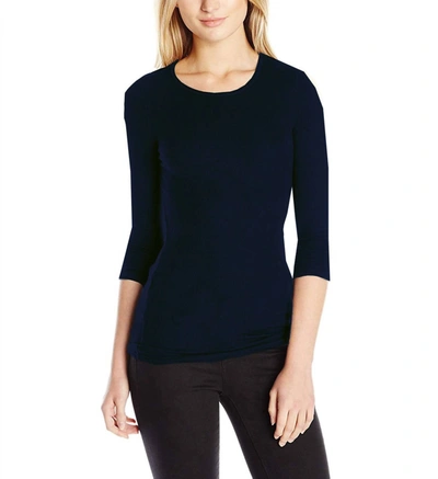 Three Dots Three-quarter-sleeve Cotton Tee In Multi