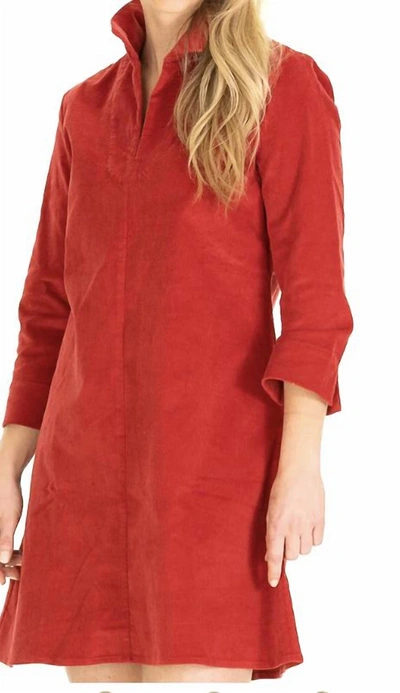 Shop Duffield Lane Victoria Dress In Red Corduroy