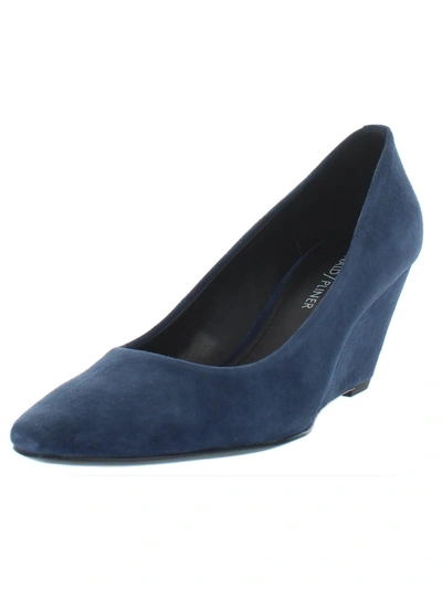 Shop Donald J Pliner Jeri Womens Pointed Toe Dress Wedge Heels In Blue