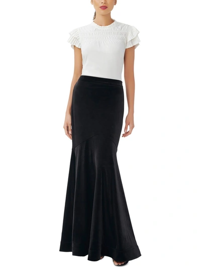 Shop Adrianna Papell Womens Velvet Flute Maxi Skirt In Black