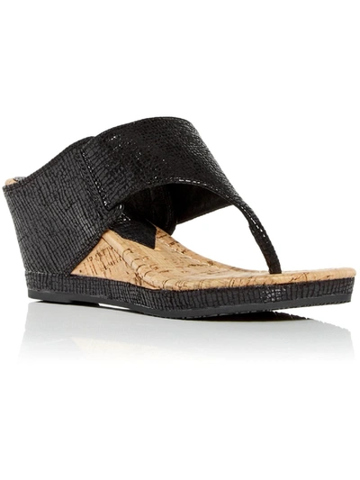 Shop Donald J Pliner Malonet 8 Womens Metallic Thong Wedge Sandals In Black
