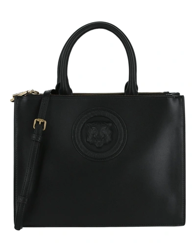 Shop Just Cavalli Monocromatic Logo Shoulder Bag In Black