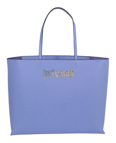Shop Just Cavalli Small Logo Tote In Purple