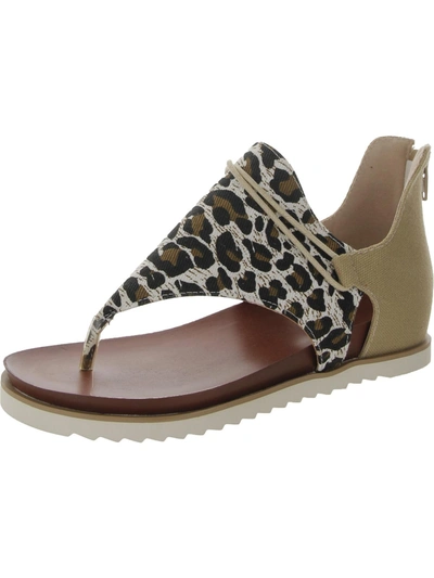 Shop Shoe'n Tale Womens Canvas Leopard Print Thong Sandals In Multi