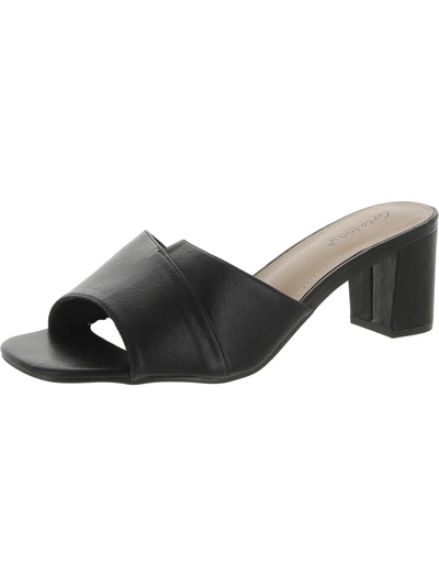 Shop Greatonu Womens Faux Leather Slip-on Heels In Black