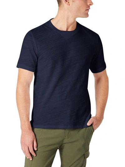 Shop Kenneth Cole Mens Crewneck Ribbed Trim T-shirt In Blue