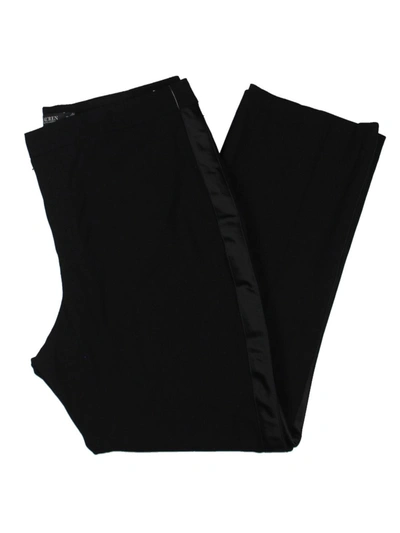 Shop Lauren Ralph Lauren Plus Womens Wool Side Stripe Straight Leg Pants In Black