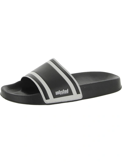 Shop Unlisted Kenneth Cole Form Mens Faux Leather Slip-on Slide Sandals In Black