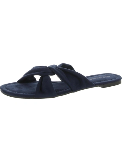 Shop Greatonu Womens Faux Suede Slip-on Slide Sandals In Blue