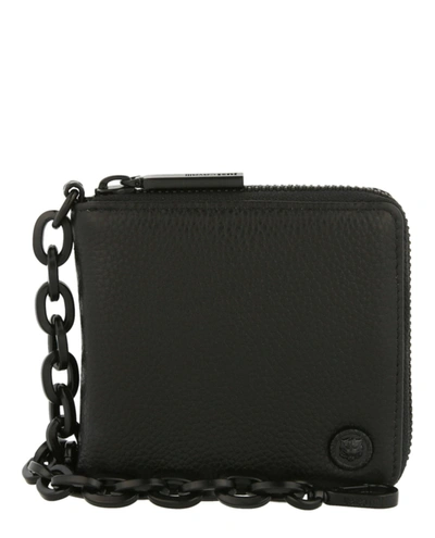 Shop Just Cavalli Logo Plaque Wallet With Chain In Black