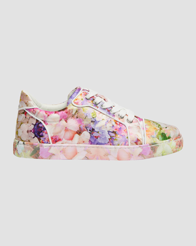 Shop Christian Louboutin Vieira Orlato Blooming Satin Red Sole Sneakers In Multi