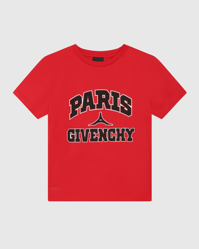 Shop Givenchy Boy's Logo-print Short-sleeve T-shirt In 991-bright Red