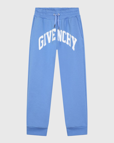 Shop Givenchy Boy's Logo-print Drawstring Jogging Pants In 824-blue