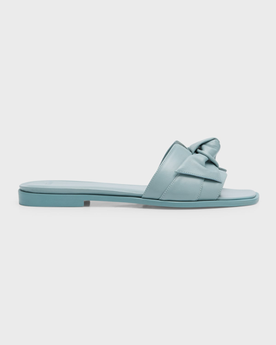Shop Alexandre Birman Maxi Clarita Leather Knot Flat Sandals In Skyway