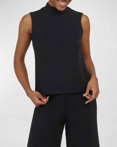 Shop Spanx Airessentials Mock-neck Tank Top In Very Black