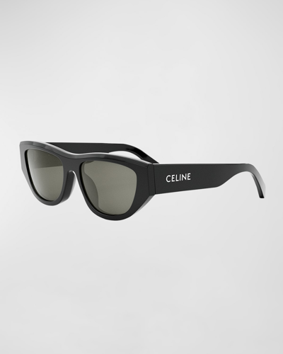 Shop Celine Monochroms Acetate Cat-eye Sunglasses In Shiny Black Smo