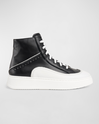 Shop The Office Of Angela Scott Gemma Bicolor High-top Sneakers In Black &amp; White