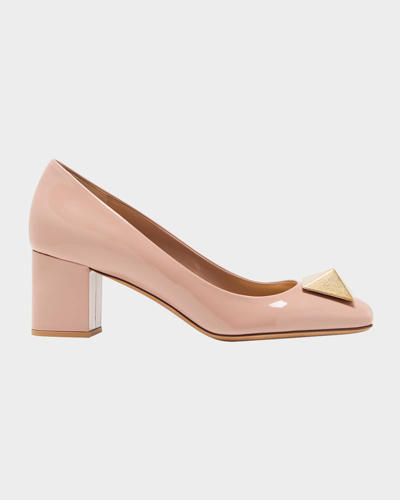 Shop Valentino One Stud Patent Leather Pumps In Gf9 Rose Cannelle