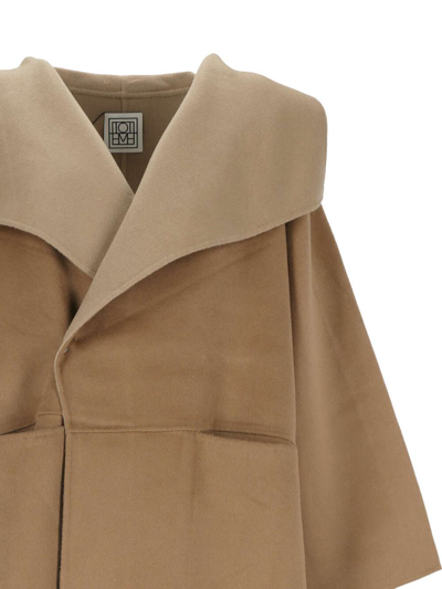 Totême Oversized Two-tone Wool And Cashmere-blend Coat In Beige