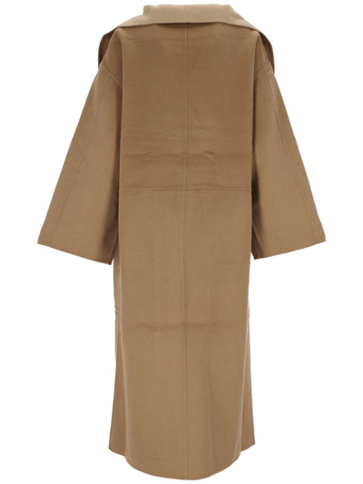 Totême Oversized Two-tone Wool And Cashmere-blend Coat In Beige