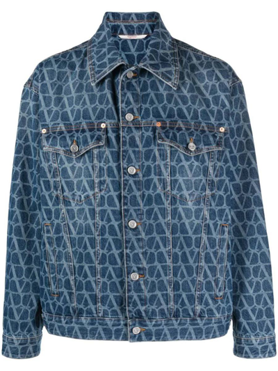 Shop Valentino Jackets In Medium Blue Denim