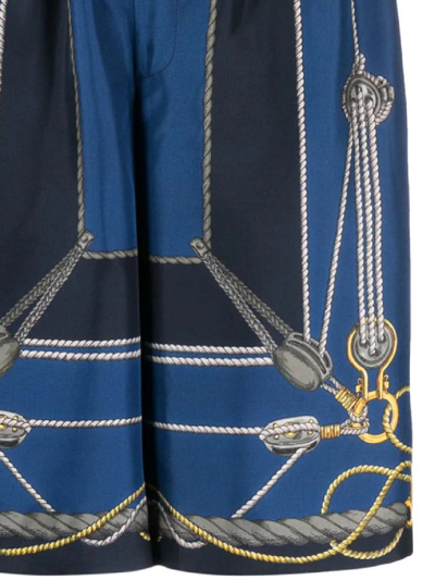 Shop Versace Shorts In Blu Navy+oro