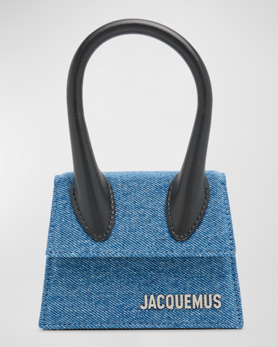 Shop Jacquemus Le Chiquito Denim Top-handle Bag In Blue