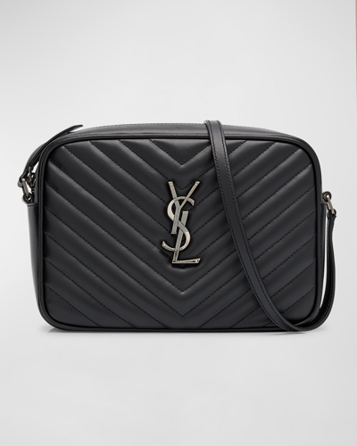 Saint Laurent Lou Medium Camera Crossbody Bag In Quilted Leather In Black