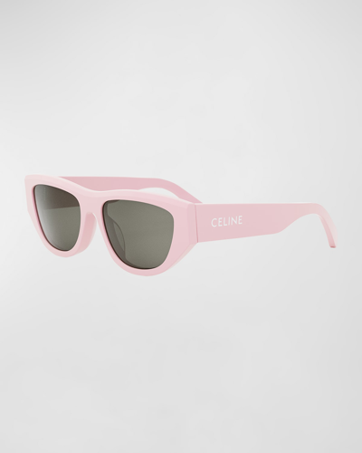 Shop Celine Monochroms Acetate Cat-eye Sunglasses In Shiny Pink Smoke