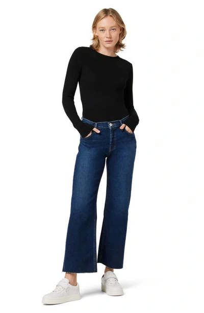 Shop Hudson Rosie High Waist Raw Hem Wide Leg Jeans In Mogul