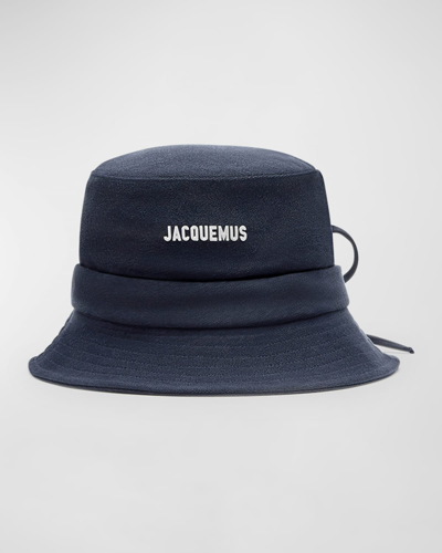 Shop Jacquemus Le Bob Gadjo Dark Denim Bucket Hat In Dark Navy