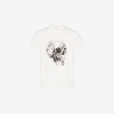 Shop Alexander Mcqueen Dragonfly Skull T-shirt In White/black