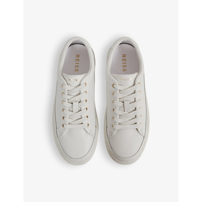 Shop Reiss Women's White Leanne Grained-leather Low-top Trainers