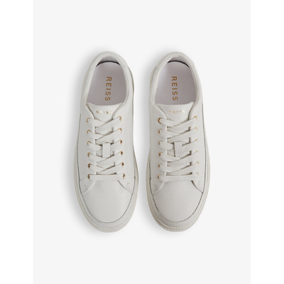 Reiss White Grained Leather Platform Trainers In White