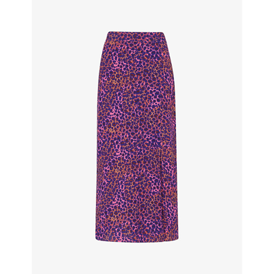 Shop Whistles Leopard-print High-rise Woven Midi Skirt In Multi-coloured