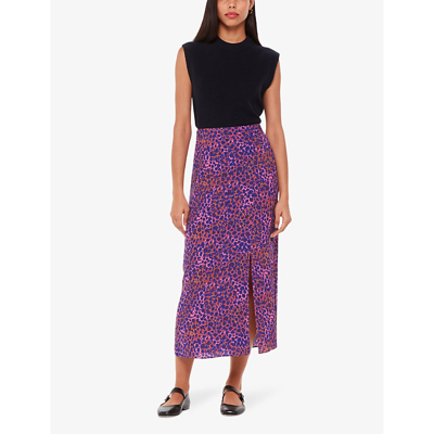 Whistles Womens Multi-coloured Leopard-print High-rise Woven Midi Skirt In Multi-coloured