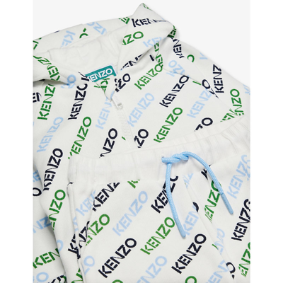 Shop Kenzo Logo-print Cotton-jersey Tracksuit Set 9 Months-3 Years In Ivory