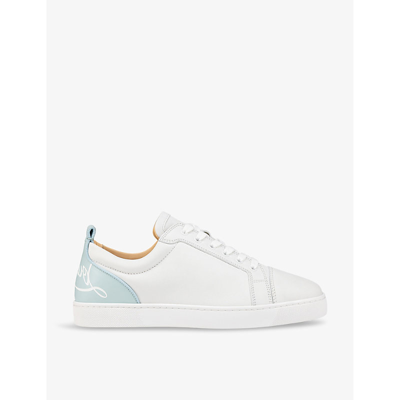 Shop Christian Louboutin Fun Louis Junior Suede Low-top Trainers In White/iceberg