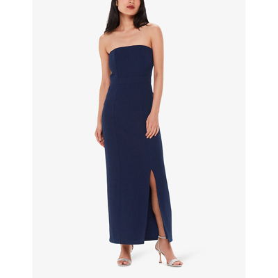 Shop Whistles Women's Navy Gemma Strapless Stretch Recycled-polyester Maxi Dress
