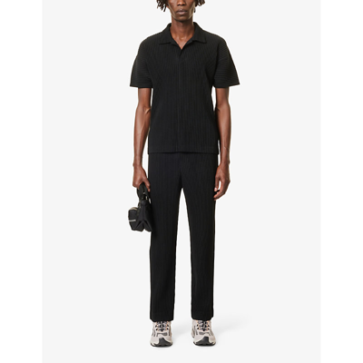 Issey Miyake Black Basics Polo Shirt In 15-black