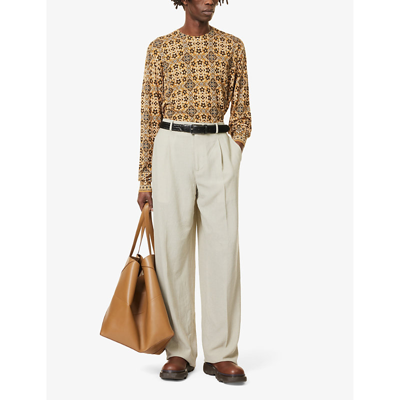 Shop Etro Men's X0840 Graphic-patterned Crewneck Silk And Cashmere-blend Top