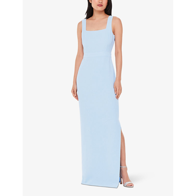 Whistles Womens Pale Blue Mila Square-neck Stretch Recycled-polyester Maxi Dress In Pale Blue