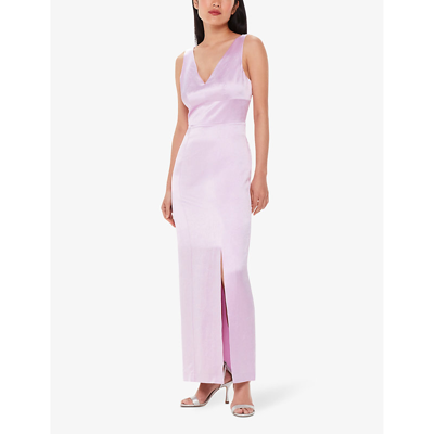 Whistles Womens Lilac Charlotte V-neck Satin Maxi Dress In Lilac