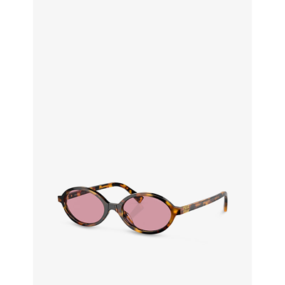 Miu Miu Womens Brown Mu 04zs Oval-frame Acetate Sunglasses In Brown