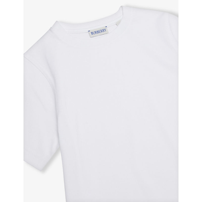 Shop Burberry Boys White Kids Cedar Embroidered Cotton-jersey T-shirt 4-14 Years
