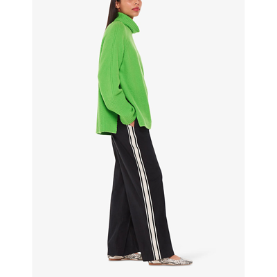 Whistles Womens Black Ezra Side-stripe High-rise Woven Trousers In Black
