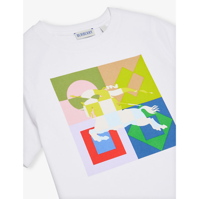 Shop Burberry Boys White Us Kids Cedar Geometric-print Cotton-jersey T-shirt 4-14 Years