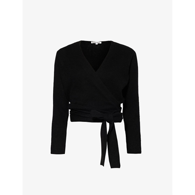 Shop Reformation Women's Black V-neck Slim-fit Recycled Cashmere-blend Top