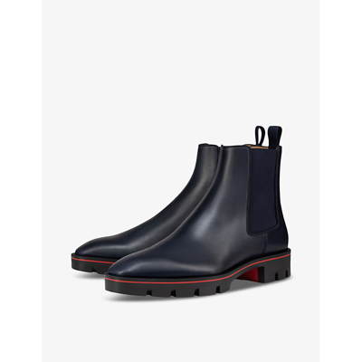 Shop Christian Louboutin Alpinosol Leather Chelsea Boots In Marine